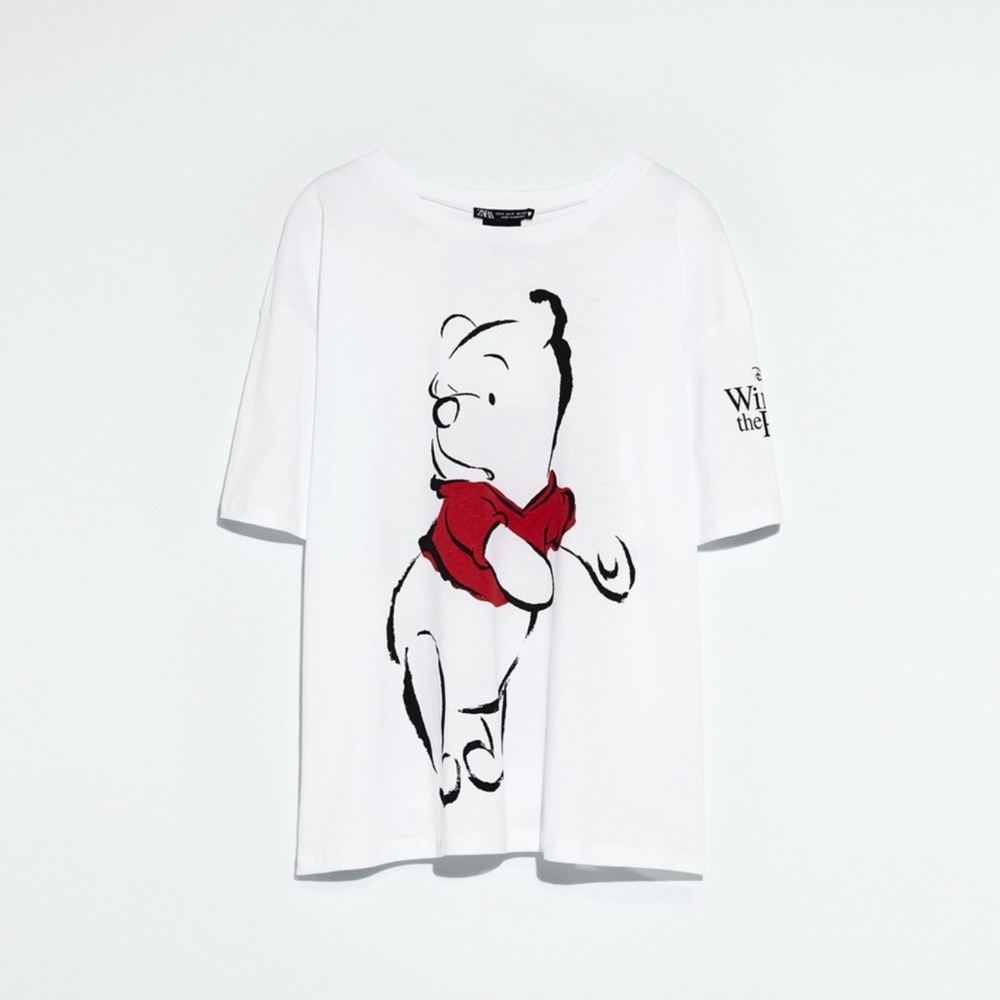 Disney White Tee with Red and Black Winnie the Pooh Graphic